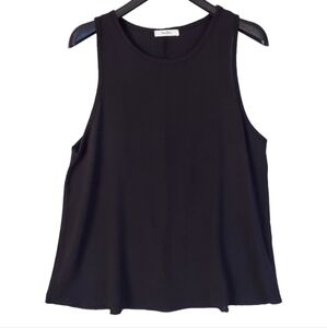 Tres Bien Womens Linen Tank Top Size XL Black Round Neck Sleeveless Pullover New